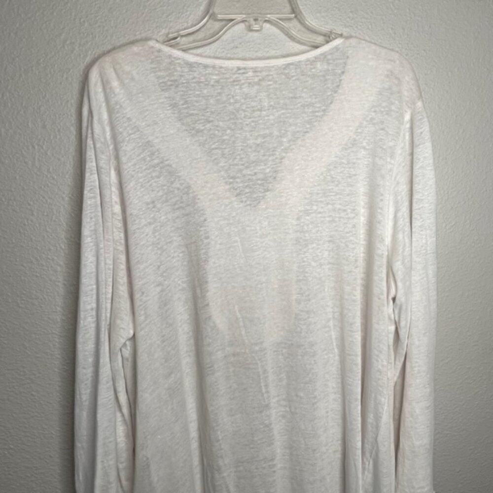INC International Concepts XXL Linen Embellished Silver Pearl V-Neck Top - Picture 9 of 15